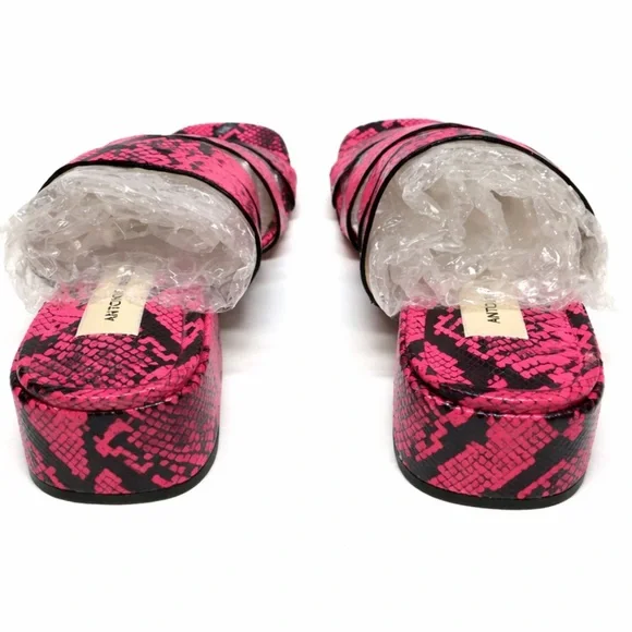 Antonio Melani Merced Pink Snakeskin Multi Strap Slide Sandals - Picture 5 of 7